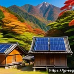 지역개발과 관련된 NGO 단체 소개 - A vibrant rural Japanese mountain village scene during early autumn, showcasing sustainable eco-tour...