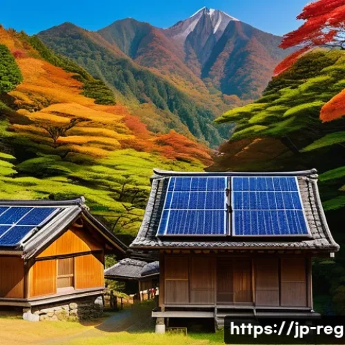 지역개발과 관련된 NGO 단체 소개 - A vibrant rural Japanese mountain village scene during early autumn, showcasing sustainable eco-tour...