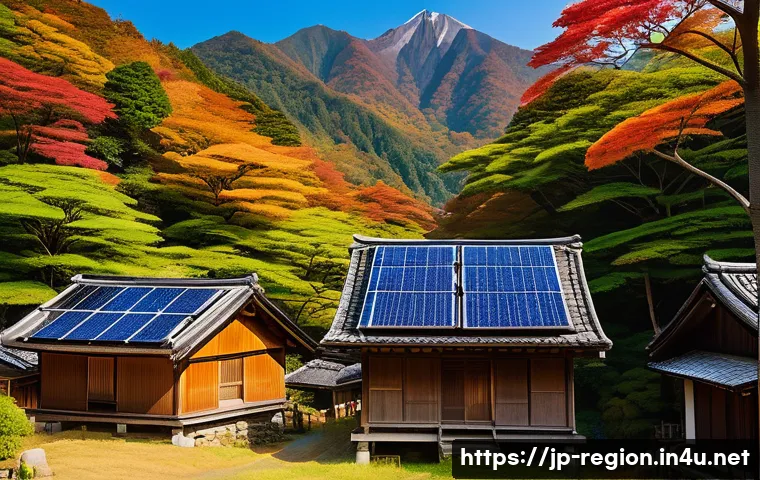 지역개발과 관련된 NGO 단체 소개 - A vibrant rural Japanese mountain village scene during early autumn, showcasing sustainable eco-tour...