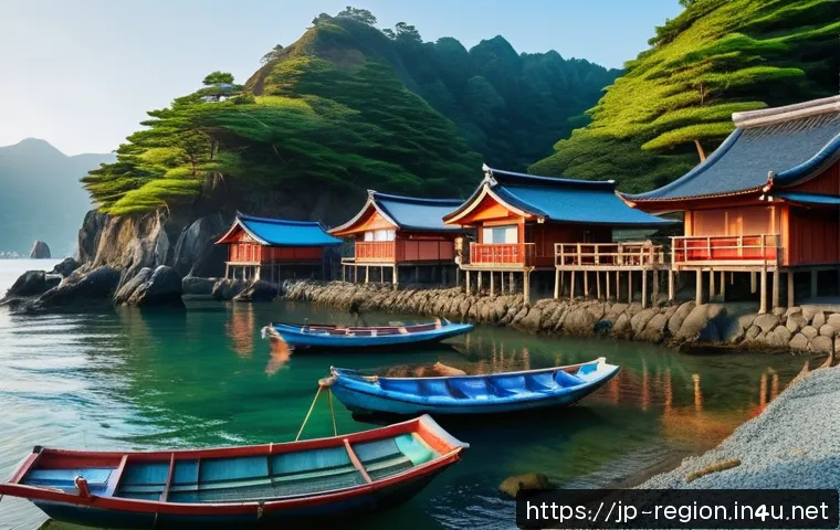 지역개발 초보자를 위한 입문 가이드 - A picturesque small Japanese fishing village scene during early morning light, showcasing traditiona...